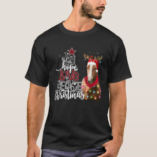 Joy Hope Love Peace Christmas Horse Santa Reideer  T-Shirt