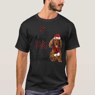 Joy Hope Love Peace Christmas Red Long Haired Dach T-Shirt