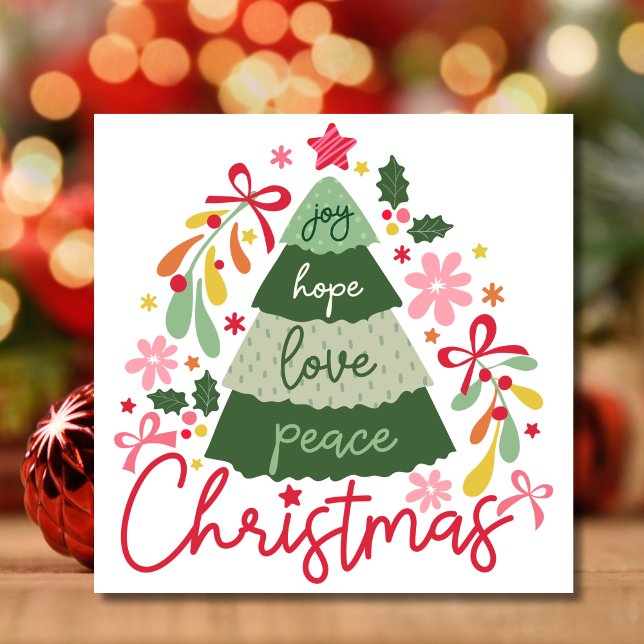 Joy hope love peace Christmas retro Holiday Card (Creator Uploaded)
