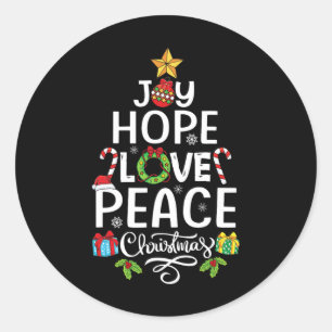 Joy Hope Love Peace Christmas Tree Family Xmas Men Classic Round Sticker
