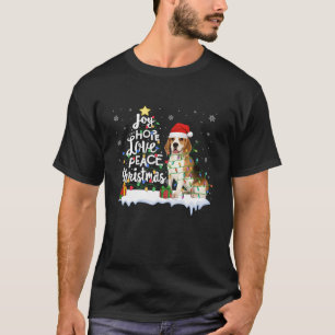 Joy Hope Love Peace Christmas Tree Santa Beagle Do T-Shirt