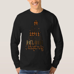 Joy Hope Love Peace Melanin Christmas Tree Retro T-Shirt