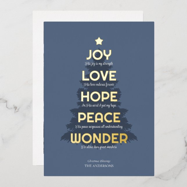 Joy Hope Love Peace Wonder Christian Christmas (Front/Back)
