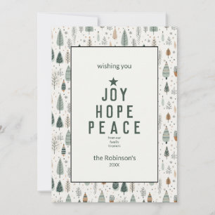 Joy Hope Peace Family Name Christmas Holiday Card