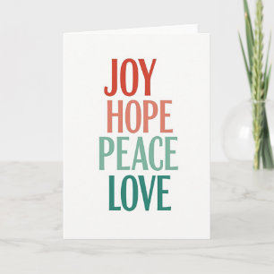 Joy Hope Peace Love Christmas Typography Card