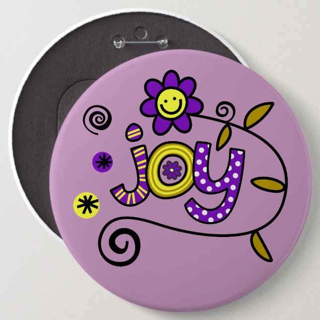 Joy I Doodles I Purple I 6x6 Button (Front & Back)