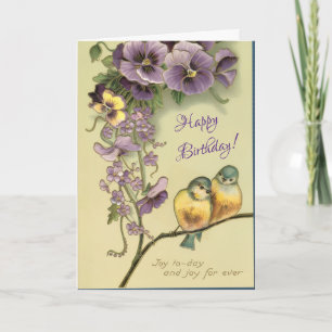 Joy in God Birds and Flowers Birthday Card