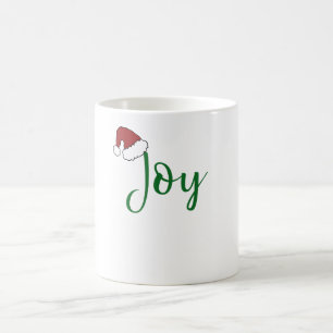 Joy in green with Santa Hat Coffee Mug
