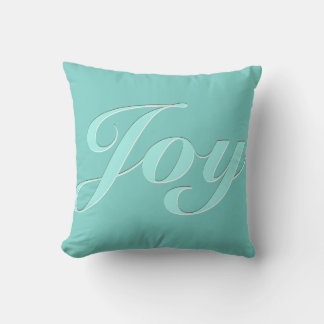 Joy in Light Teal Blue Cushion