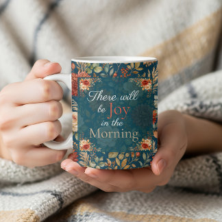 Joy in the Morning – Autumn Floral Christian Mug