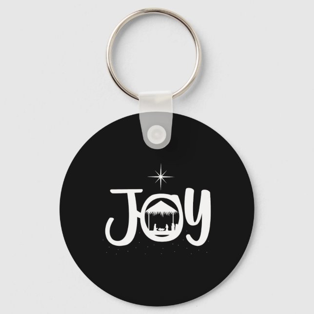 Joy Jesus Nativity Scene Cool Christmas Apparel  Key Ring (Front)