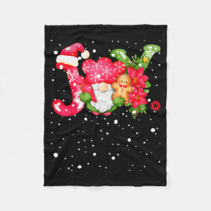 Joy - Joyful Gnome - Cute Christmas  Fleece Blanket