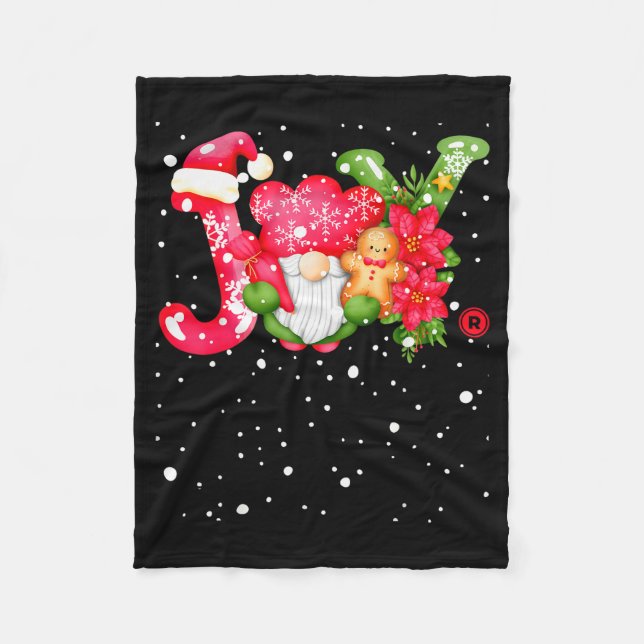 Joy - Joyful Gnome - Cute Christmas  Fleece Blanket (Front)