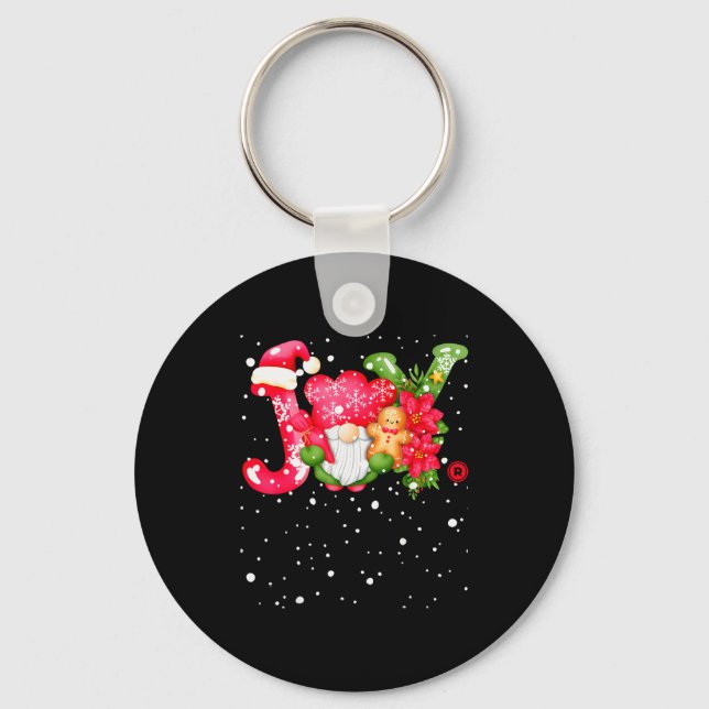Joy - Joyful Gnome - Cute Christmas  Key Ring (Front)