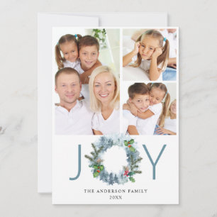 JOY Landscape Wreath Christmas Forest Greeting Holiday Card