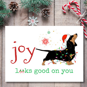 Joy Looks Good on You Adorable Dachshund Christmas Holiday Card
