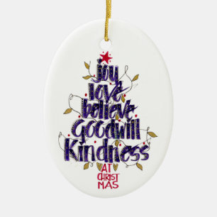 Joy Love Believe Christmas Tree Ornament