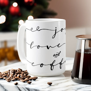Joy, Love & Coffee Elegant Handwriting Holiday Mug