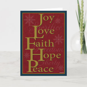 Joy Love Faith Hope Peace Christmas Card
