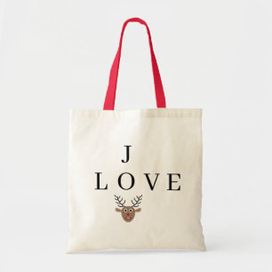 Joy Love Festive Christmas Reindeer Crossword Tote Bag