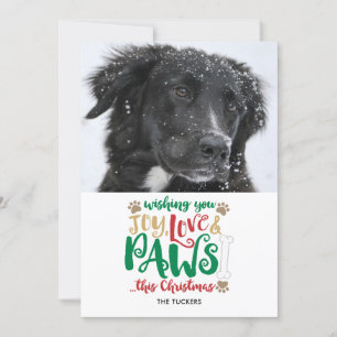 Joy Love Paws Dog Christmas Photo Holiday Card