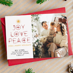 Joy Love Peace 5 Photo Holiday Card