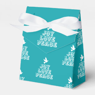 Joy love peace aqua white christmas tree favour bo box