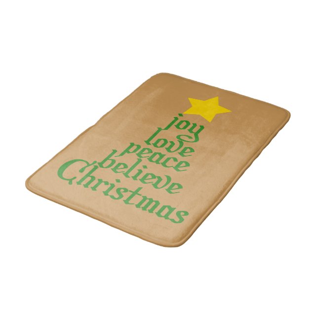 Joy, Love, Peace, Believe, Christmas Bath Mat (Angled)