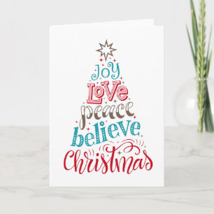 Joy Love Peace Believe Christmas Card