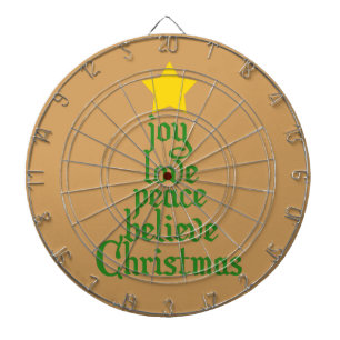 Joy, Love, Peace, Believe, Christmas Dartboard