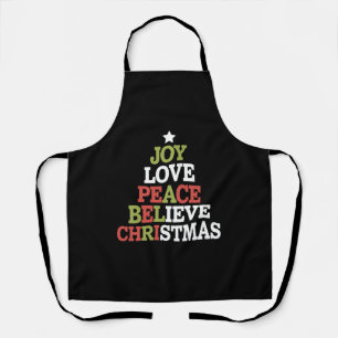 Joy Love Peace Believe Christmas Tree Family Apron