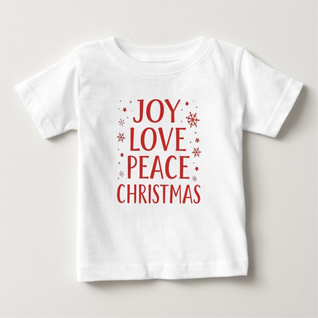 Joy Love Peace Christmas Festive Typography Hoodie Baby T-Shirt (Front)