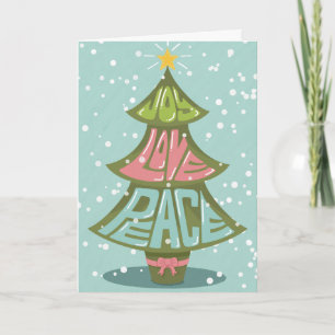 Joy Love Peace Christmas Tree Holiday Card