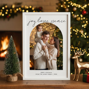Joy Love Peace Cute Family Christmas Card