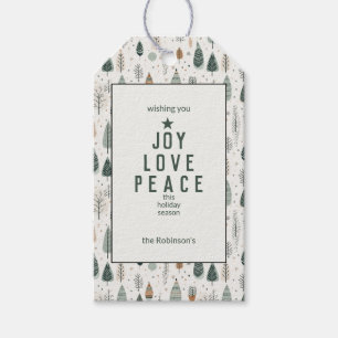Joy Love Peace Family Name Christmas Gift Tags