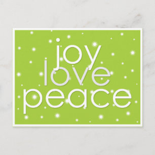 Joy Love Peace Green Holiday Postcard