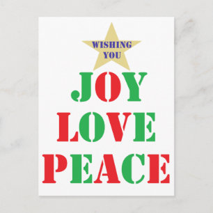 Joy, Love, Peace Holiday Postcard