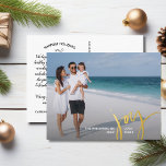 Joy Love Peace Large Photo Christmas Letter Gold Foil Holiday Postcard<br><div class="desc">Send out special holiday wishes with this festive postcard featuring "JOY" in a hand-drawn typography font in real gold foil - set against your custom photo. Easily add your name and custom text to the front and your own typed holiday greeting to the backside or delete the note to leave...</div>