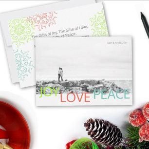 Joy Love Peace Minimalist Holiday Photo Card