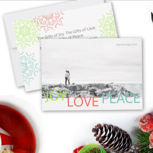 Joy Love Peace Minimalist Holiday Photo Card