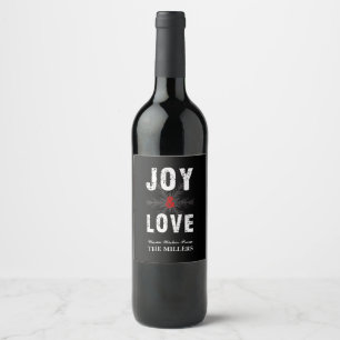 Joy & Love Script Christmas   Holiday Wine Label