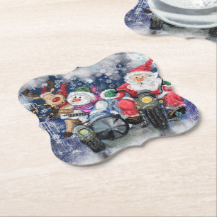 Joy - Merry Christmas - Happy Friends - Painting Paper Coaster