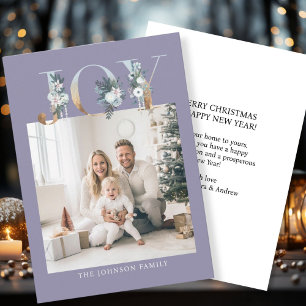 JOY-Merry Christmas!   Modern, simple photo  Holiday Card