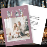 JOY-Merry Christmas!   Modern, simple photo  Holiday Card<br><div class="desc">Customer specific "Joy-Merry Christmas" photo holiday card. Celebrate the joy of the holiday season with this beautifully designed, customisable photo card. The elegant berry background frames your personal family photo perfectly, making your holiday greetings stand out with style. Across the top, the word "JOY" is artfully displayed in festive, gold-accented...</div>