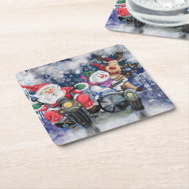 Joy - Merry Christmas Square Paper Coaster (Angled)