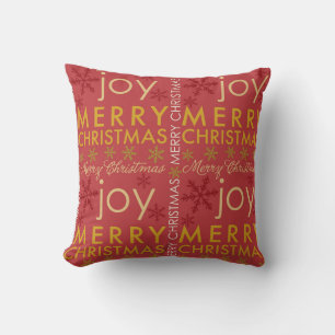 Joy Merry Christmas with snowflakes Cushion