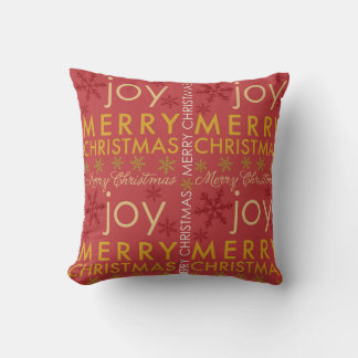 Joy Merry Christmas with snowflakes Cushion
