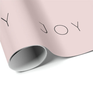 Joy Minimalist Rose Gold Black Typography Pattern  Wrapping Paper