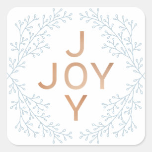 Joy Modern And Elegant Foliage Holiday Square Sticker