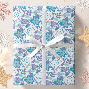 Joy Modern Botanical Pattern Christmas Wrapping Paper